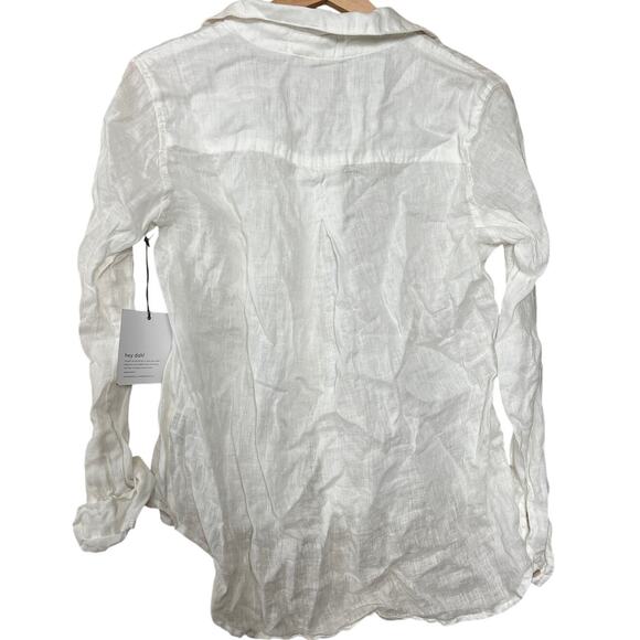 Bella Dahl Los Angeles NWT White Linen Top Button Down XS - Picture 2 of 6